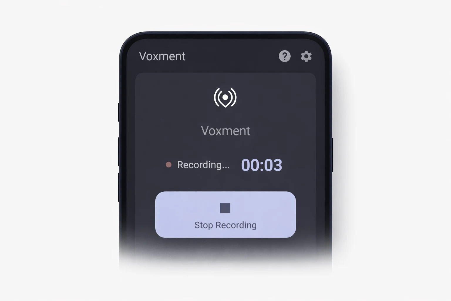 Voxment recording a voice memo on a phone